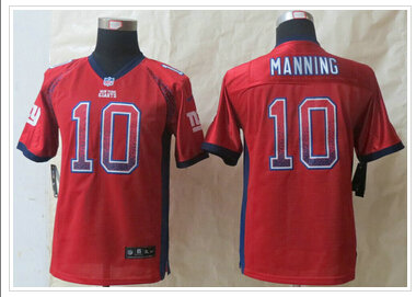 Youth Giants #10 Eli Manning Red Alternate NFL Elite Drift Fashion Jersey