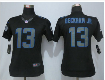 Women Nike Giants #13 Odell Beckham Jr Impact Limited Black Jerseys