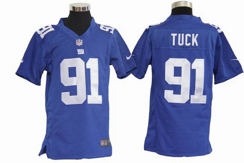 Youth Nike New York Giants 91 Justin Tuck Blue Jerseys