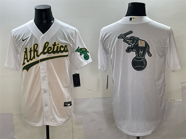 Men's Oakland Athletics Team Big Logo White Stitched Baseball Jersey 1 Men's Oakland Athletics Team Big Logo White Stitched Baseball Jersey 1