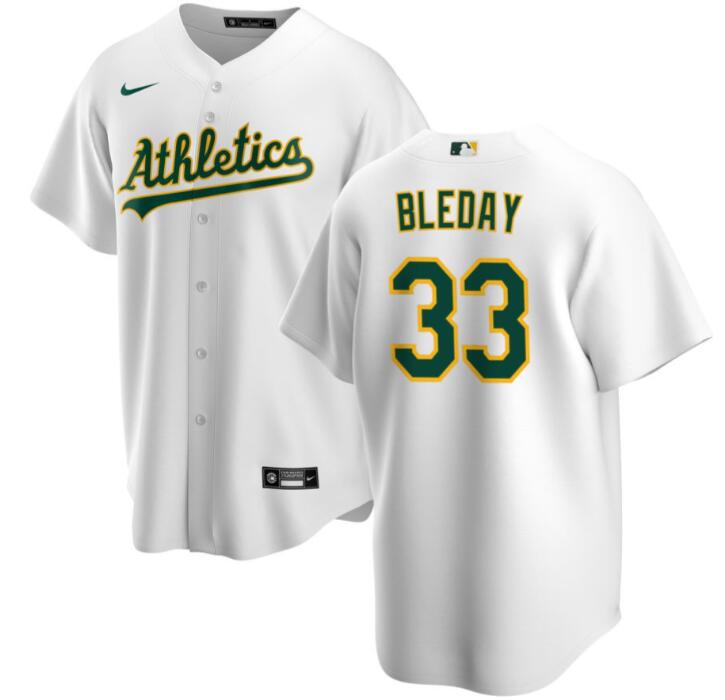 Men's Oakland Athletics #33 JJ Bleday White Cool Base Stitched Jersey Men's Oakland Athletics #33 JJ Bleday White Cool Base Stitched Jersey