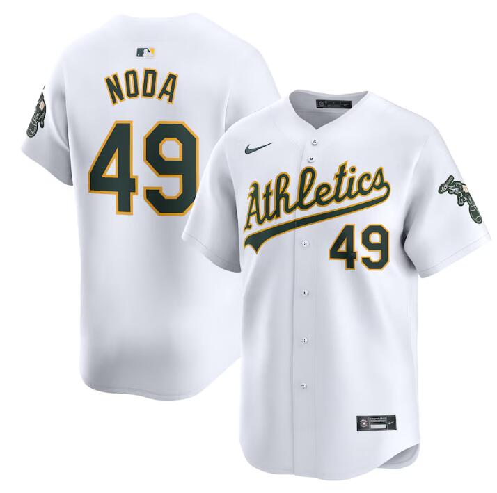 Men's Oakland Athletics #49 Ryan Noda White Home Limited Stitched Jersey Men's Oakland Athletics #49 Ryan Noda White Home Limited Stitched Jersey