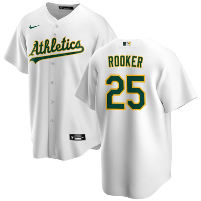 Men's Oakland Athletics #25 Brent Rooker White Cool Base Stitched Jersey Men's Oakland Athletics #25 Brent Rooker White Cool Base Stitched Jersey