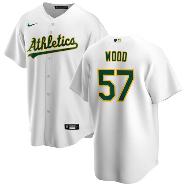 Men's Oakland Athletics #57 Alex Wood White Cool Base Stitched Jersey Men's Oakland Athletics #57 Alex Wood White Cool Base Stitched Jersey