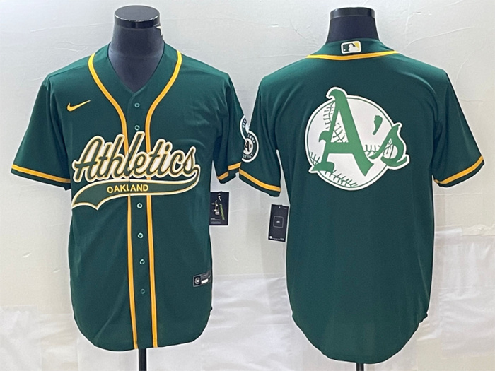 Men's Oakland Athletics Green Team Big Logo Cool Base Stitched Baseball Jersey 003 Men's Oakland Athletics Green Team Big Logo Cool Base Stitched Baseball Jersey 003