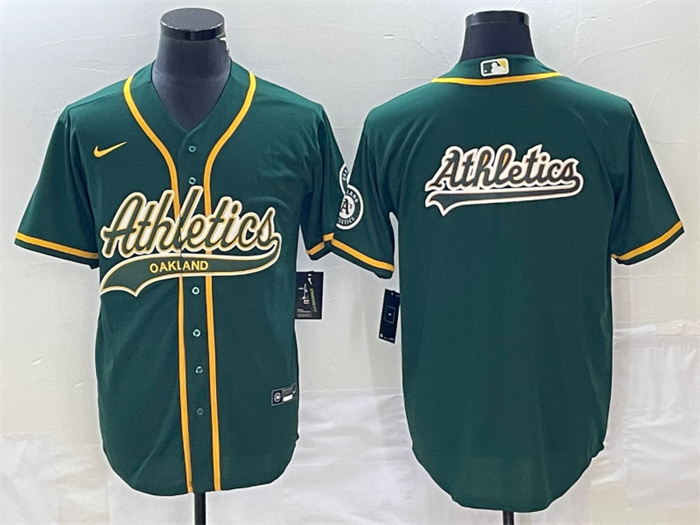Men's Oakland Athletics Green Team Big Logo Cool Base Stitched Baseball Jersey 002 Men's Oakland Athletics Green Team Big Logo Cool Base Stitched Baseball Jersey 002