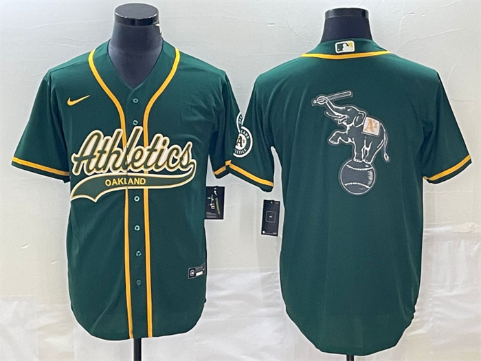 Men's Oakland Athletics Green Team Big Logo Cool Base Stitched Baseball Jersey 001 Men's Oakland Athletics Green Team Big Logo Cool Base Stitched Baseball Jersey 001
