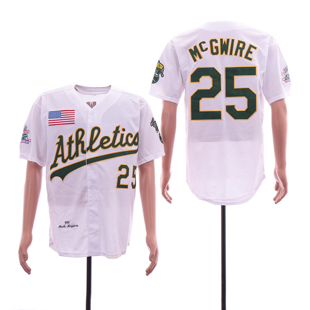 Athletics 25 Mark McGwire White 1989 World Series Cool Base Jersey Athletics 25 Mark McGwire White 1989 World Series Cool Base Jersey