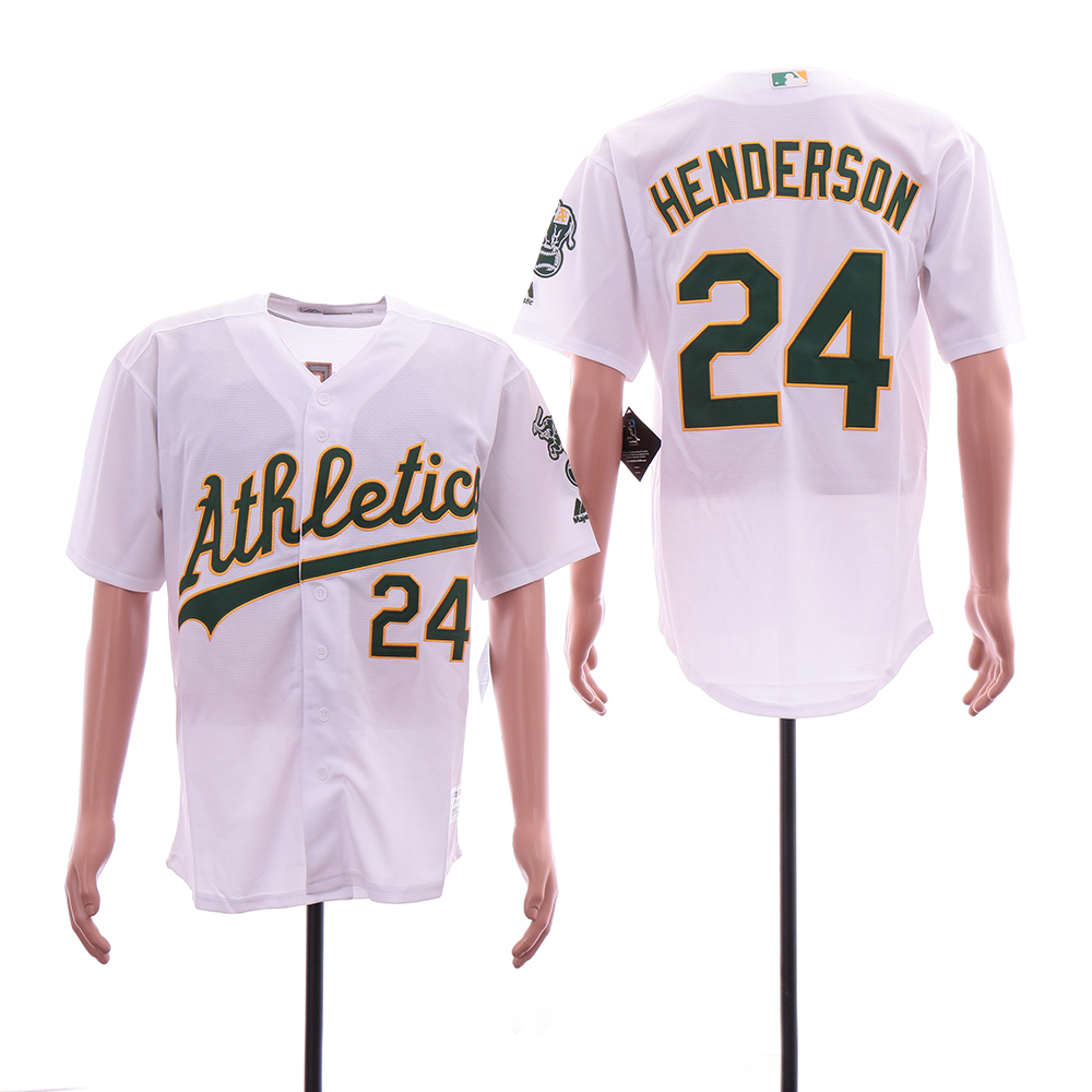 Athletics 24 Rickey Henderson White Cool Base Jersey Athletics 24 Rickey Henderson White Cool Base Jersey