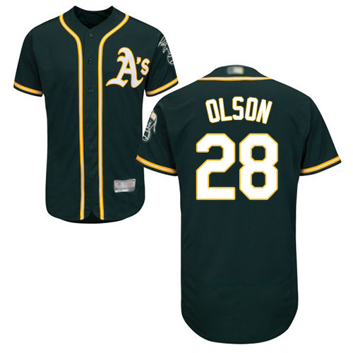Athletics #28 Matt Olson Green Flexbase Authentic Collection Stitched Baseball Jersey Athletics #28 Matt Olson Green Flexbase Authentic Collection Stitched Baseball Jersey
