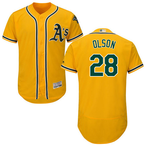 Athletics #28 Matt Olson Gold Flexbase Authentic Collection Stitched Baseball Jersey Athletics #28 Matt Olson Gold Flexbase Authentic Collection Stitched Baseball Jersey