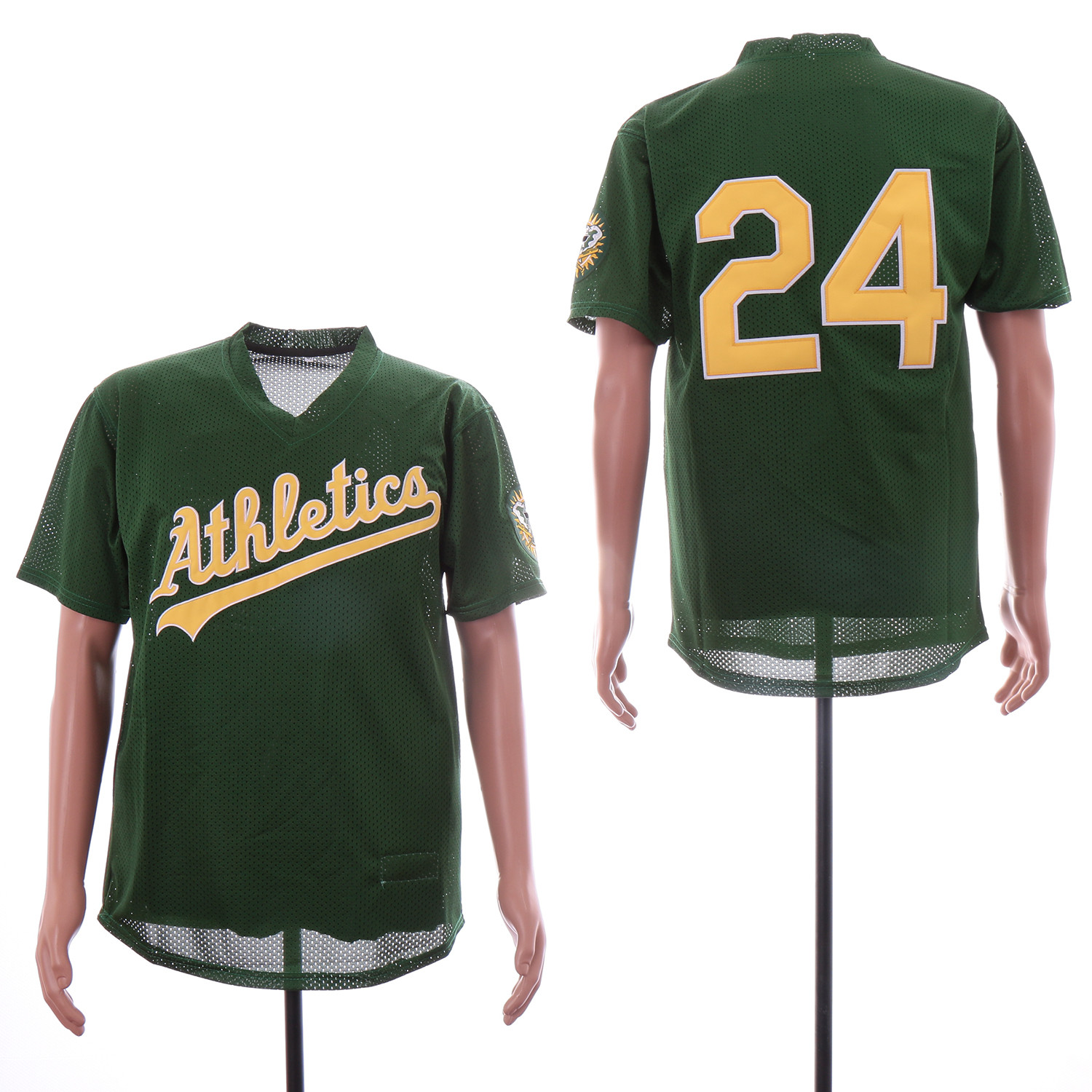 Athletics 24 Rickey Henderson Green BP Mesh Jersey Athletics 24 Rickey Henderson Green BP Mesh Jersey