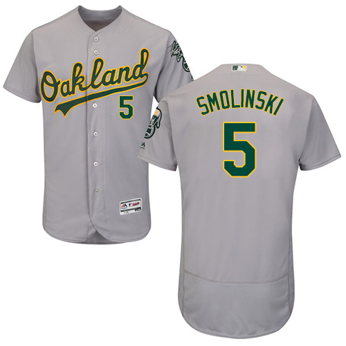 Athletics #5 Jake Smolinski Grey Flexbase Authentic Collection Stitched Baseball Jersey Athletics #5 Jake Smolinski Grey Flexbase Authentic Collection Stitched Baseball Jersey