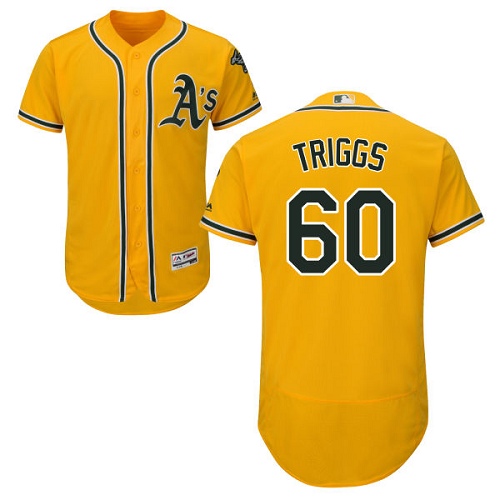 Athletics #60 Andrew Triggs Gold Flexbase Authentic Collection Stitched Baseball Jersey Athletics #60 Andrew Triggs Gold Flexbase Authentic Collection Stitched Baseball Jersey