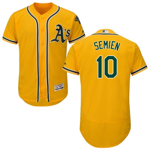 Athletics #10 Marcus Semien Gold Flexbase Authentic Collection Stitched Baseball Jersey Athletics #10 Marcus Semien Gold Flexbase Authentic Collection Stitched Baseball Jersey