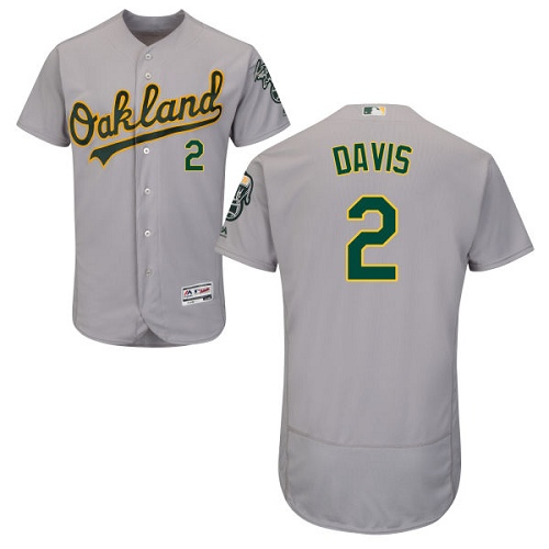 Athletics #2 Khris Davis Grey Flexbase Authentic Collection Stitched Baseball Jersey Athletics #2 Khris Davis Grey Flexbase Authentic Collection Stitched Baseball Jersey