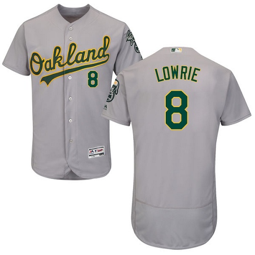 Athletics #8 Jed Lowrie Grey Flexbase Authentic Collection Stitched Baseball Jersey Athletics #8 Jed Lowrie Grey Flexbase Authentic Collection Stitched Baseball Jersey