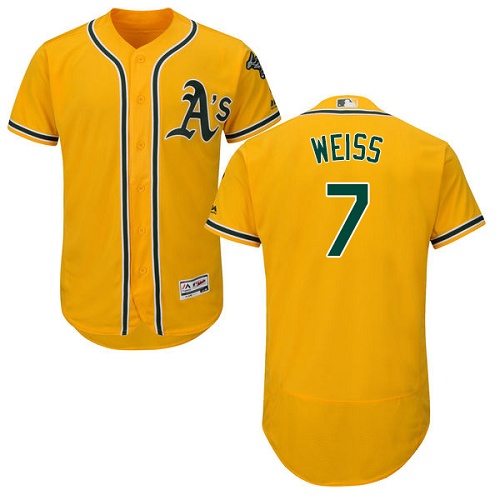 Athletics #7 Walt Weiss Gold Flexbase Authentic Collection Stitched MLB Jersey Athletics #7 Walt Weiss Gold Flexbase Authentic Collection Stitched MLB Jersey