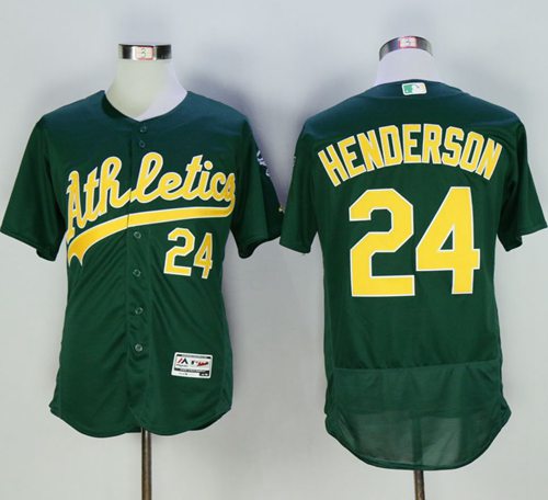 Athletics #24 Rickey Henderson Green Flexbase Authentic Collection Cooperstown Stitched MLB Jersey Athletics #24 Rickey Henderson Green Flexbase Authentic Collection Cooperstown Stitched MLB Jersey