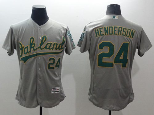 Athletics #24 Rickey Henderson Grey Flexbase Authentic Collection Stitched MLB Jersey Athletics #24 Rickey Henderson Grey Flexbase Authentic Collection Stitched MLB Jersey