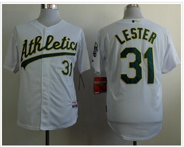 Oakland Athletics #31 Jon Lester White Cool Base Stitched Baseball Jersey Oakland Athletics #31 Jon Lester White Cool Base Stitched Baseball Jersey