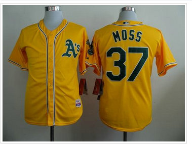 Oakland Athletics #37 Brandon Moss Yellow Cool Base Stitched Baseball Jersey Oakland Athletics #37 Brandon Moss Yellow Cool Base Stitched Baseball Jersey