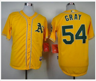Oakland Athletics #54 Sonny Gray Yellow Cool Base Stitched Baseball Jersey Oakland Athletics #54 Sonny Gray Yellow Cool Base Stitched Baseball Jersey