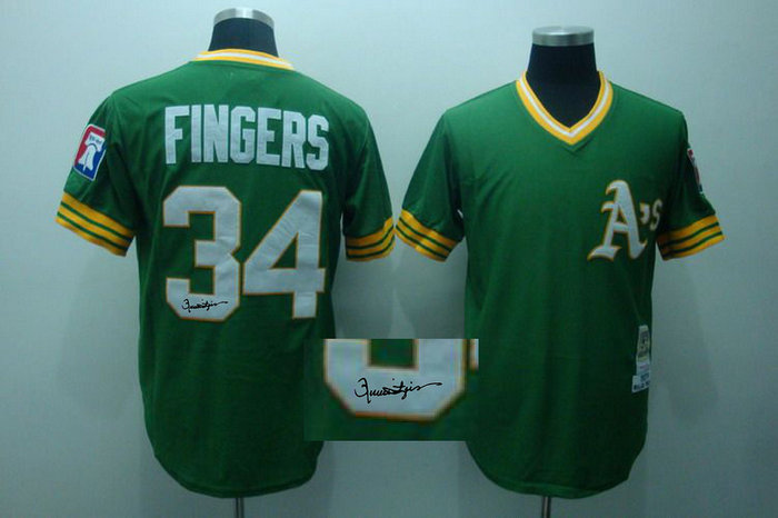 Oakland Athletics 34# Rollie Fingers Green Jerseys Throwback MLB Jerseys(Signed) Oakland Athletics 34# Rollie Fingers Green Jerseys Throwback MLB Jerseys(Signed)