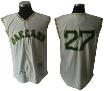 Oakland Athletics 27 Catfish Hunter 1968 Home Jersey vest Oakland Athletics 27 Catfish Hunter 1968 Home Jersey vest