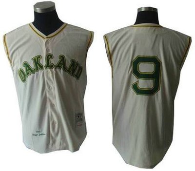 Oakland Athletics 9 Reggie Jackson 1968 Home Jersey vest Oakland Athletics 9 Reggie Jackson 1968 Home Jersey vest
