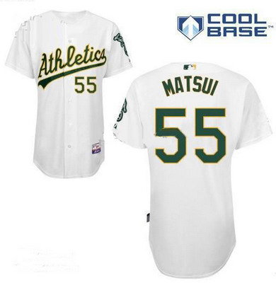 Oakland Athletics #55 Hideki Matsui white baseball mlb jerseys Oakland Athletics #55 Hideki Matsui white baseball mlb jerseys