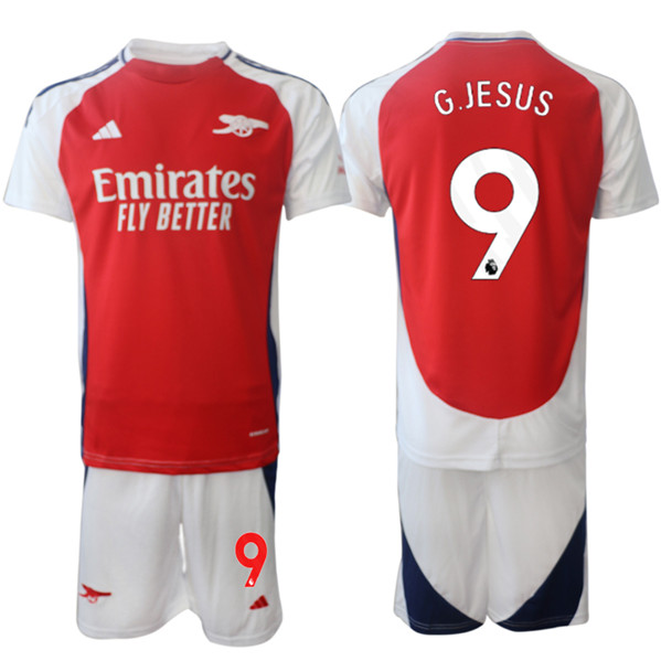 Men's Arsenal F.C #9 Gabriel Jesus Red 24 25 Home Soccer Jersey Suit Men's Arsenal F.C #9 Gabriel Jesus Red 24 25 Home Soccer Jersey Suit