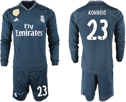 Real Madrid #23 Kovacic Away Long Sleeves Soccer Club Jersey Real Madrid #23 Kovacic Away Long Sleeves Soccer Club Jersey