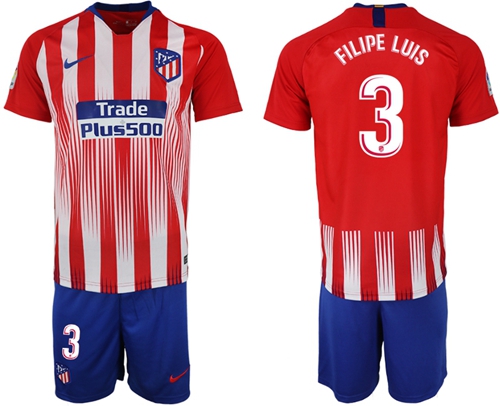 Atletico Madrid #3 Filipe Luis Home Soccer Club Jersey Atletico Madrid #3 Filipe Luis Home Soccer Club Jersey