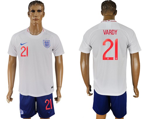 England #21 Vardy Home Soccer Country Jersey