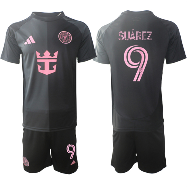 Men's Inter Miami CF #9 Luis Suárez 2025 Black Away Soccer Jersey Suit Men's Inter Miami CF #9 Luis Suárez 2025 Black Away Soccer Jersey Suit