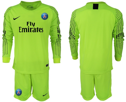 Paris Saint-Germain Blank Shiny Green Goalkeeper Long Sleeves Soccer Club Jersey Paris Saint-Germain Blank Shiny Green Goalkeeper Long Sleeves Soccer Club Jersey