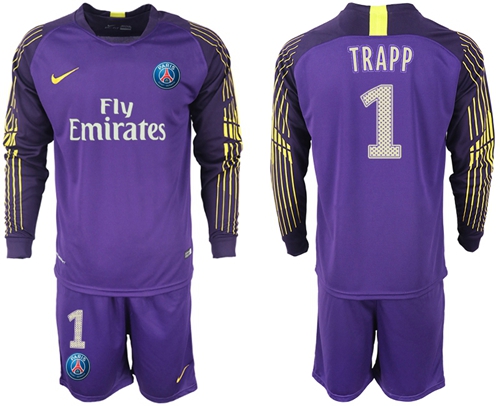 Paris Saint-Germain #1 Trapp Purple Goalkeeper Long Sleeves Soccer Club Jersey Paris Saint-Germain #1 Trapp Purple Goalkeeper Long Sleeves Soccer Club Jersey