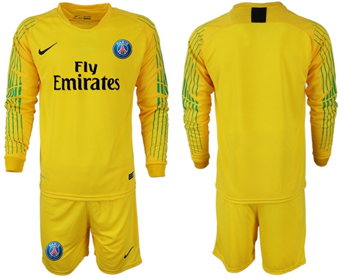 Paris Saint-Germain Blank Yellow Goalkeeper Long Sleeves Soccer Club Jersey Paris Saint-Germain Blank Yellow Goalkeeper Long Sleeves Soccer Club Jersey