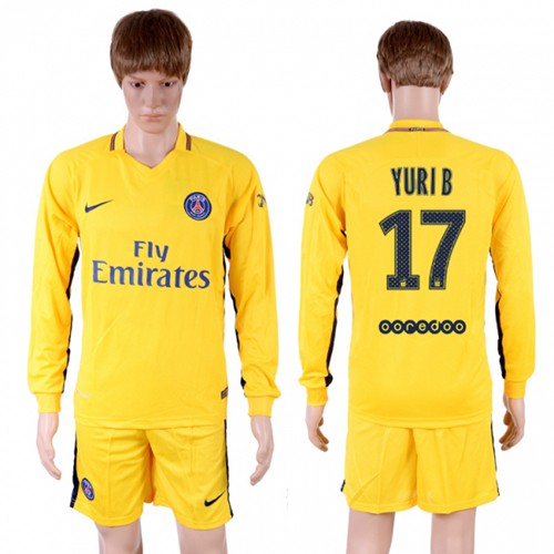 Paris Saint-Germain #17 Yuri B Away Long Sleeves Soccer Club Jersey Paris Saint-Germain #17 Yuri B Away Long Sleeves Soccer Club Jersey