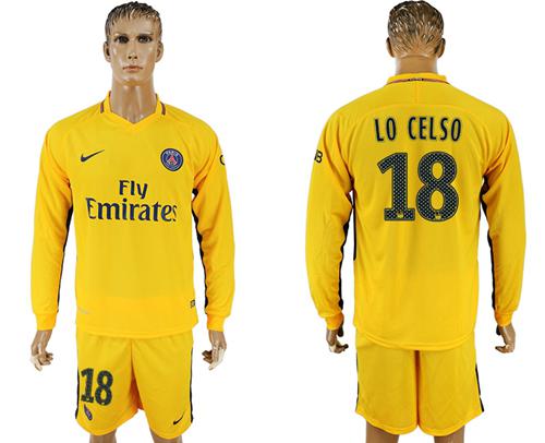 Paris Saint-Germain #18 LO CELSO Away Long Sleeves Soccer Club Jersey Paris Saint-Germain #18 LO CELSO Away Long Sleeves Soccer Club Jersey