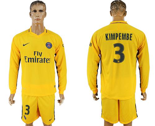 Paris Saint-Germain #3 Kimpembe Away Long Sleeves Soccer Club Jersey Paris Saint-Germain #3 Kimpembe Away Long Sleeves Soccer Club Jersey