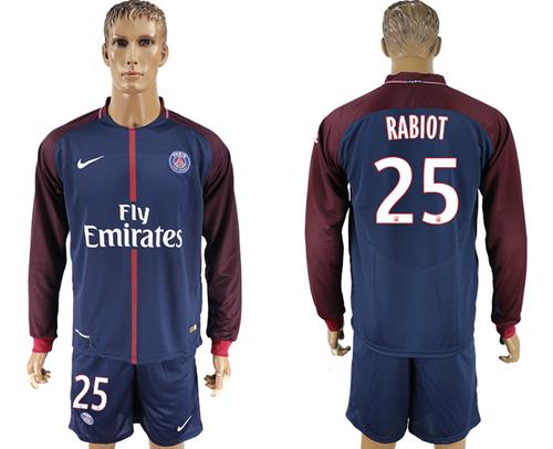 Paris Saint-Germain #25 Rabiot Home Long Sleeves Soccer Club Jersey Paris Saint-Germain #25 Rabiot Home Long Sleeves Soccer Club Jersey