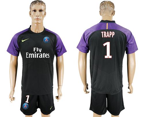 Paris Saint-Germain #1 Trapp Black Goalkeeper Soccer Club Jersey Paris Saint-Germain #1 Trapp Black Goalkeeper Soccer Club Jersey
