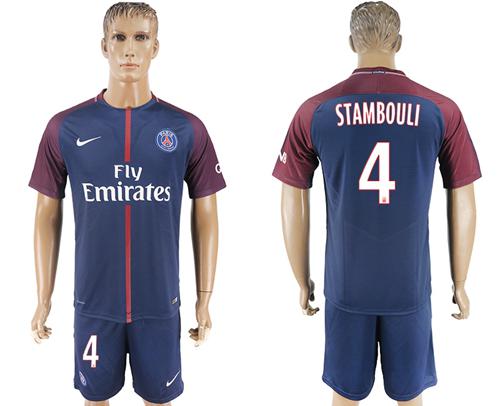 Paris Saint-Germain #4 Stambouli Home Soccer Club Jersey Paris Saint-Germain #4 Stambouli Home Soccer Club Jersey