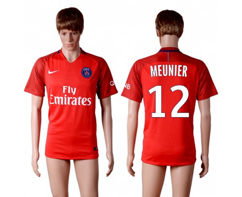 Paris Saint-Germain #12 Meunier Red Soccer Club Jersey Paris Saint-Germain #12 Meunier Red Soccer Club Jersey