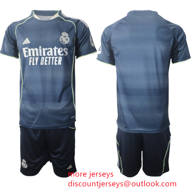 Men's Real Madrid Custom 2025 26 Navy Away Soccer Jersey Suit