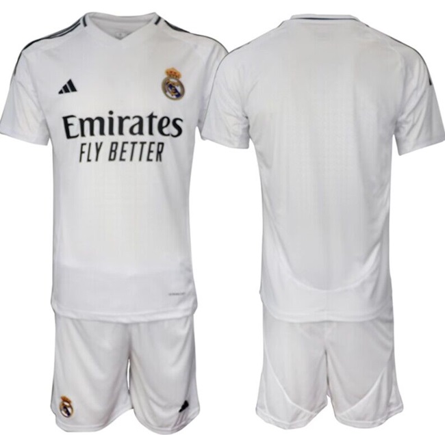 Men's Real Madrid Custom 24 25 White Home Soccer Jersey Suit Men's Real Madrid Custom 24 25 White Home Soccer Jersey Suit