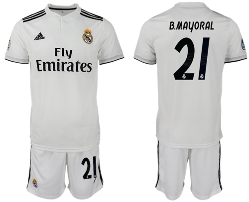 Real Madrid #21 B.Mayoral White Home Soccer Club Jersey Real Madrid #21 B.Mayoral White Home Soccer Club Jersey