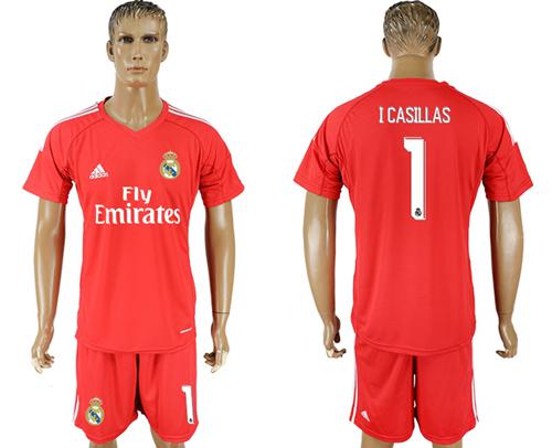 Real Madrid #1 I Casillas Red Goalkeeper Soccer Club Jersey Real Madrid #1 I Casillas Red Goalkeeper Soccer Club Jersey